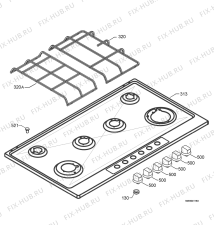 Взрыв-схема плиты (духовки) Rex Electrolux PQX960UV - Схема узла Hob 271